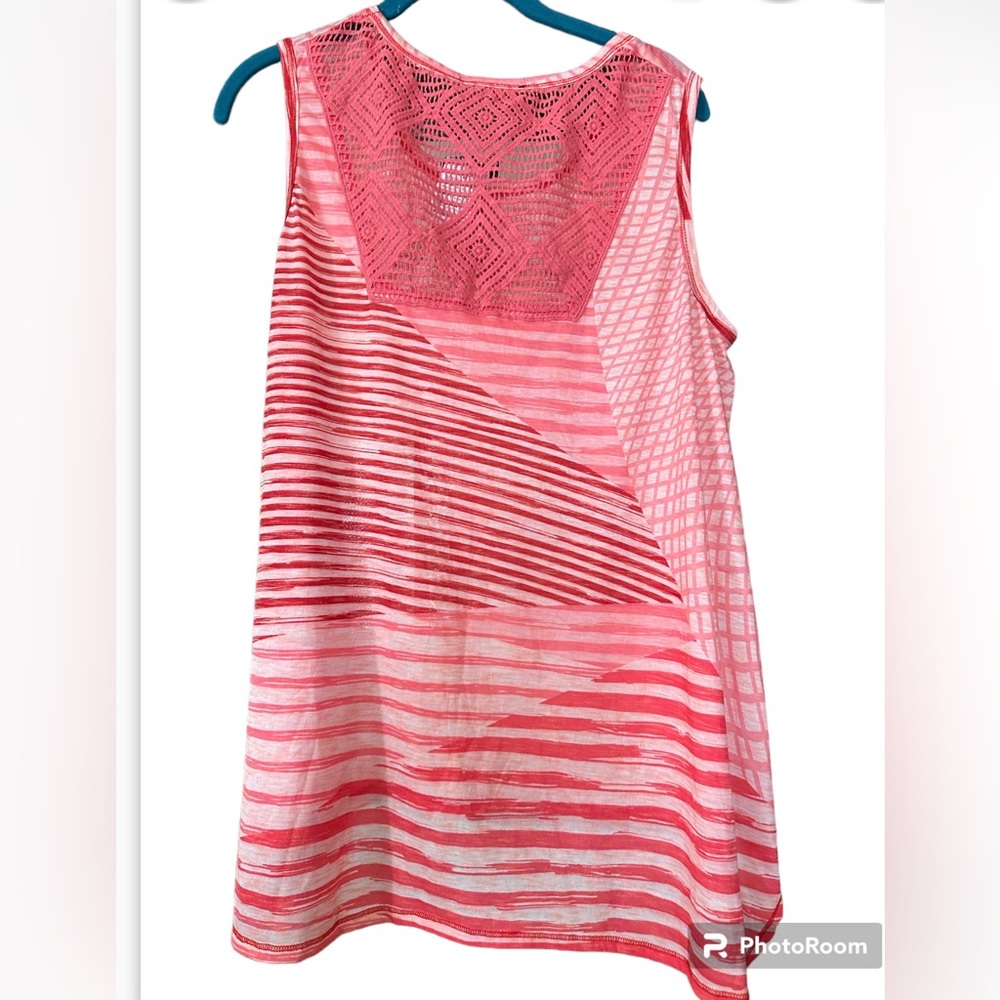 B.L.E.U. Patterned Knit-back Swing Oversized Tank Top‎ Size L Pink/Coral - Picture 2 of 8